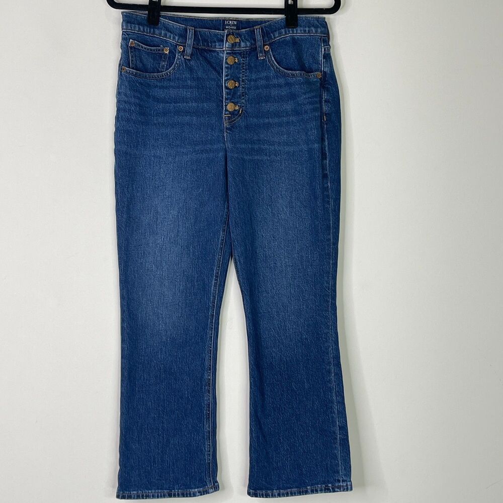 J. Crew High-Rise Button-Fly Straight Jeans in Medium Blue - Picture 9 of 9